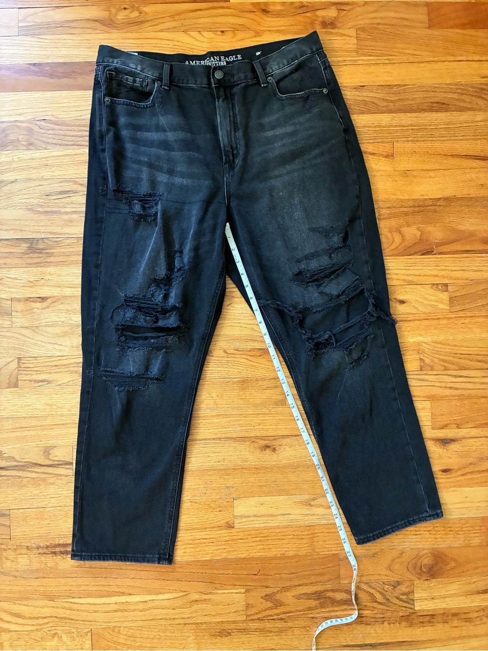 American Eagle Outfitters Black Ripped Mom Jeans
